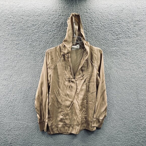 Zenergy Chicos Women Hoodie 0 Small Tan‎ Pullover 1/4 Zip Hooded Sweatshirt - Picture 1 of 11